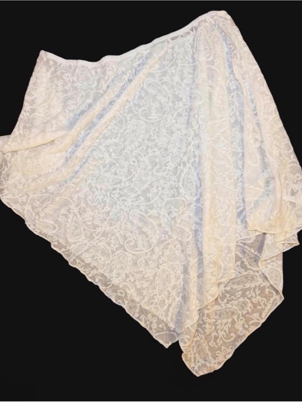 Cider White Lace Asymmetrical Pancho or Midi Skirt